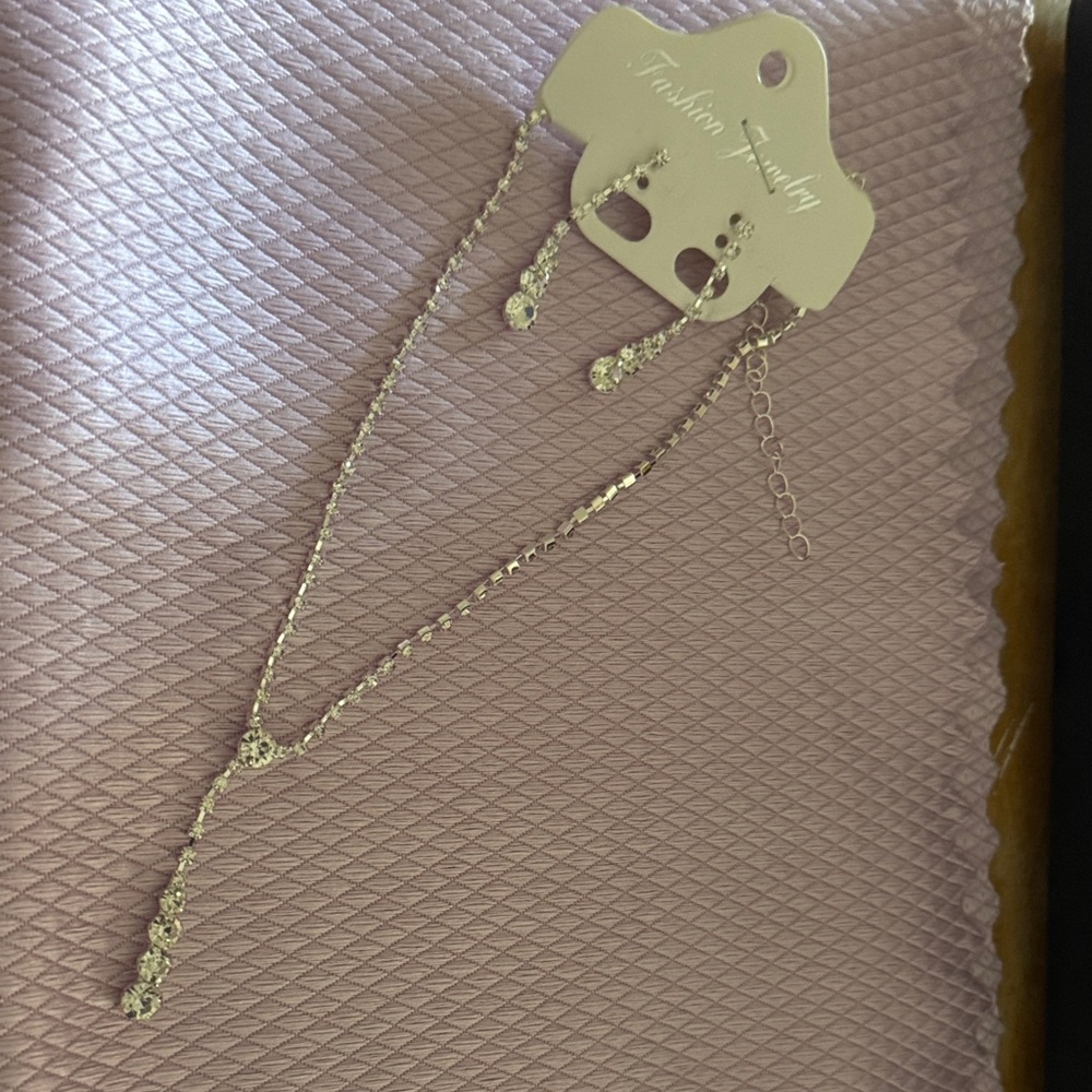 Fashion Jewelry Silver-Tone Layered Y-Drop Necklace with Dangle Earrings